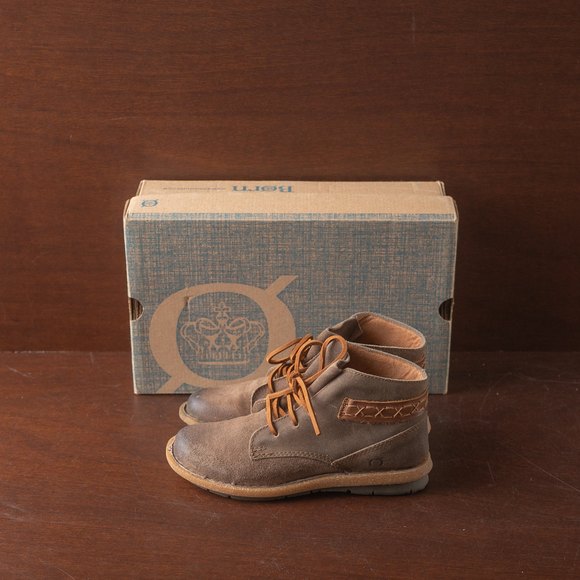 Born Shoes - Born Cele Suede Braided Strap Cork Sole Booties Women's US size 6.5M Brown